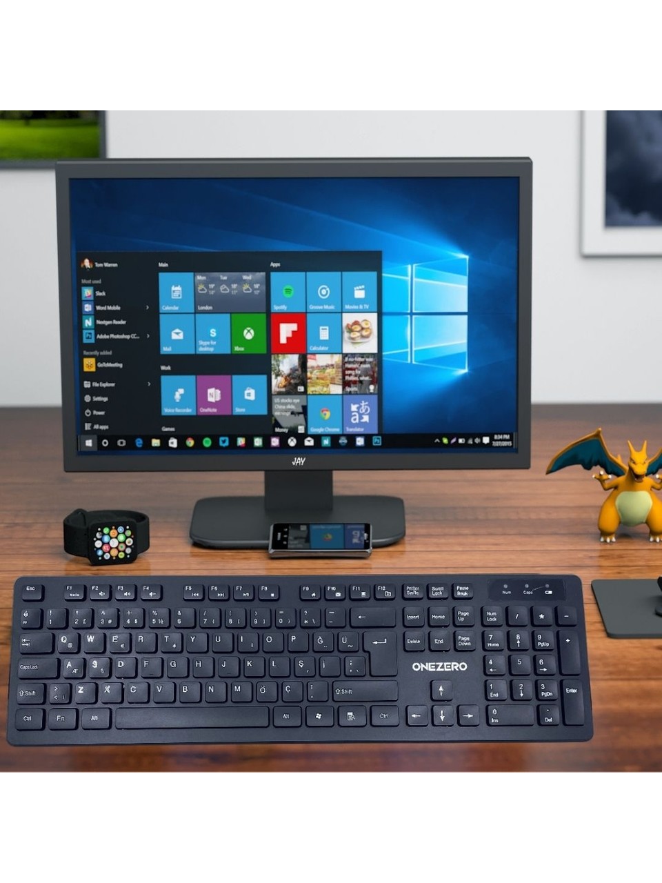 OneZero Kablosuz Klavye ve Mouse Set Siyah Şık Tasarım ve Kolay Kullanım  - ZR-700